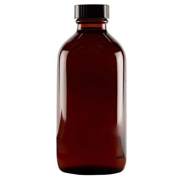 GD S-23396 CS/24  BOSTON ROUND GLASS AMBER BOTTLES, 8OZ (236ML)