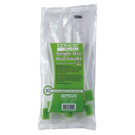 HAL 6072 (CS/100)BAG/10 TOOTHETTE PLUS ORAL SWAB UNTREATED SOFT FOAM W/ RIDGES