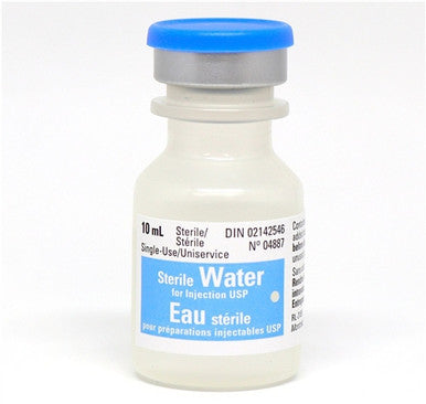 Sterile Water for Injection USP w/o Preservative . 10ML Vial, Single Dose