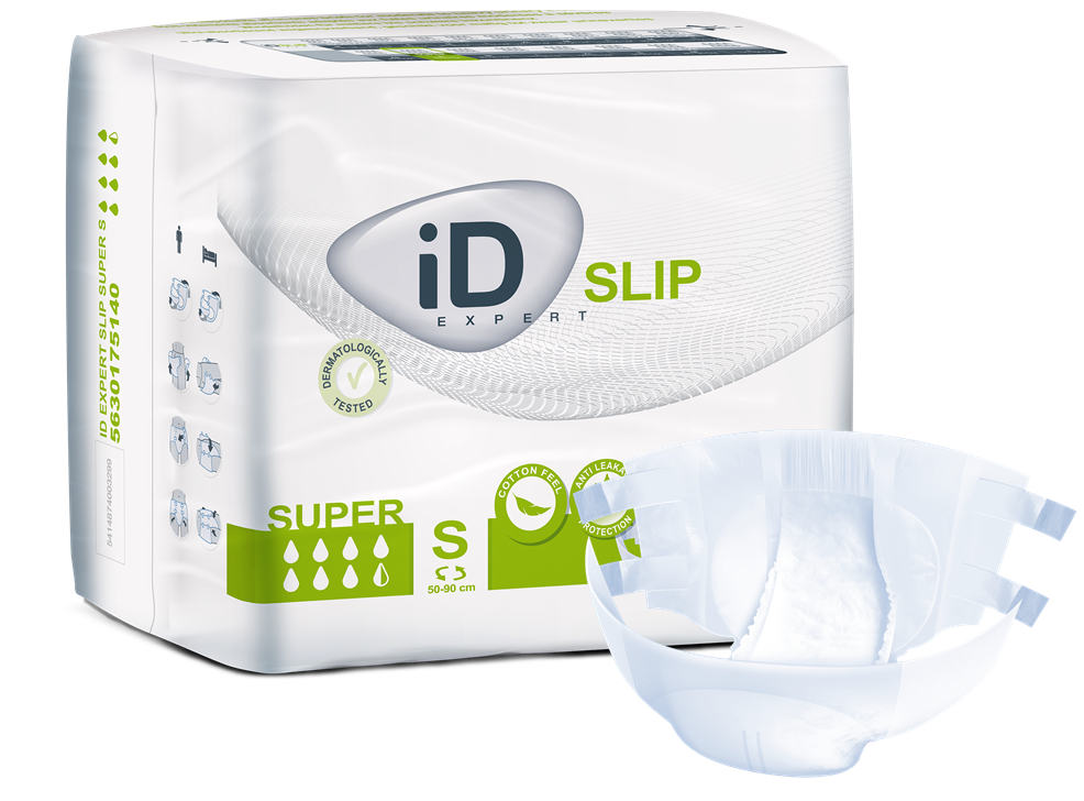 ID 5630175140 CS/4 (14/PKG) ID SLIP SUPER, SMALL, (19"-35"), 2100 ML ABSORBENCY.
