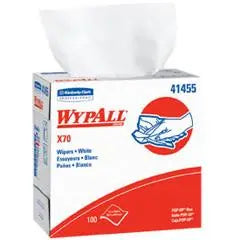 KC 41455 (CS10)  PKG/100  WYPALL X70 WORKHORSE REINFORCED WIPES IN POP-UP BOX, WHITE 9.1IN X 16.8IN