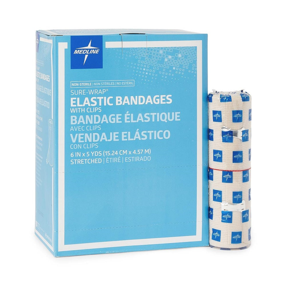 Sure-Wrap Elastic Tensor Bandage With Clips 6" X 5 Yard, Box/10