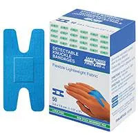 SA 3198 BX/50 KNUCKLE FABRIC METAL-DETECTABLE BANDAGES (3.8CM X 7.6CM) BLUE