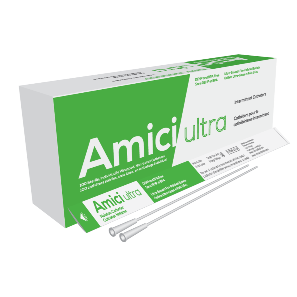 Amici Ultra Male Tiemann Intermittent Catheters, 16in - Box of 100