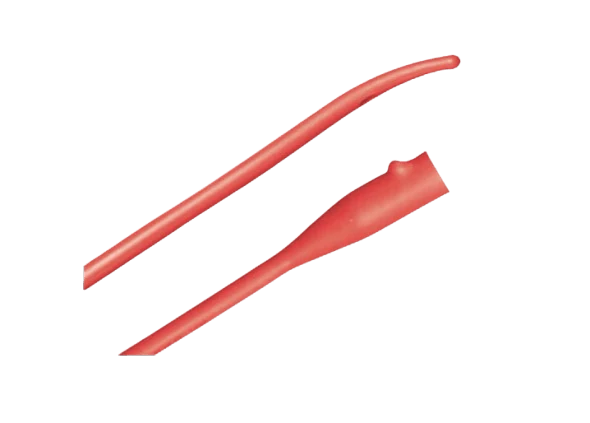 Bard Red Rubber Coude Tip Latex Urethral Catheter 1 Eye 16" - Box of 12