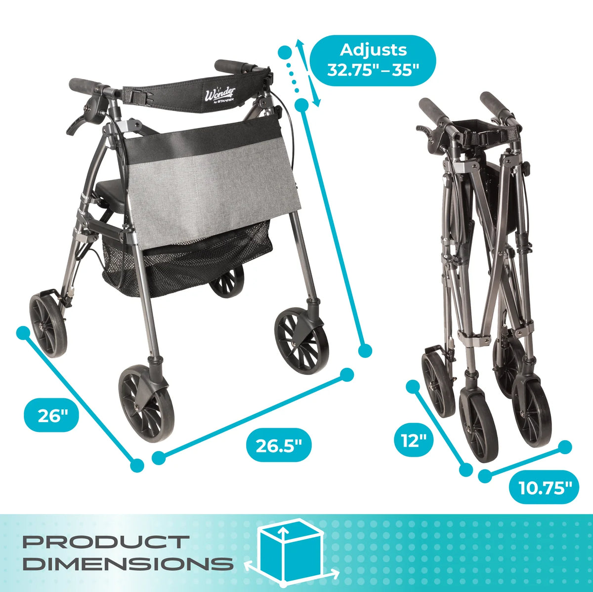 Wonder Rollator Plus with 8"  Wheels