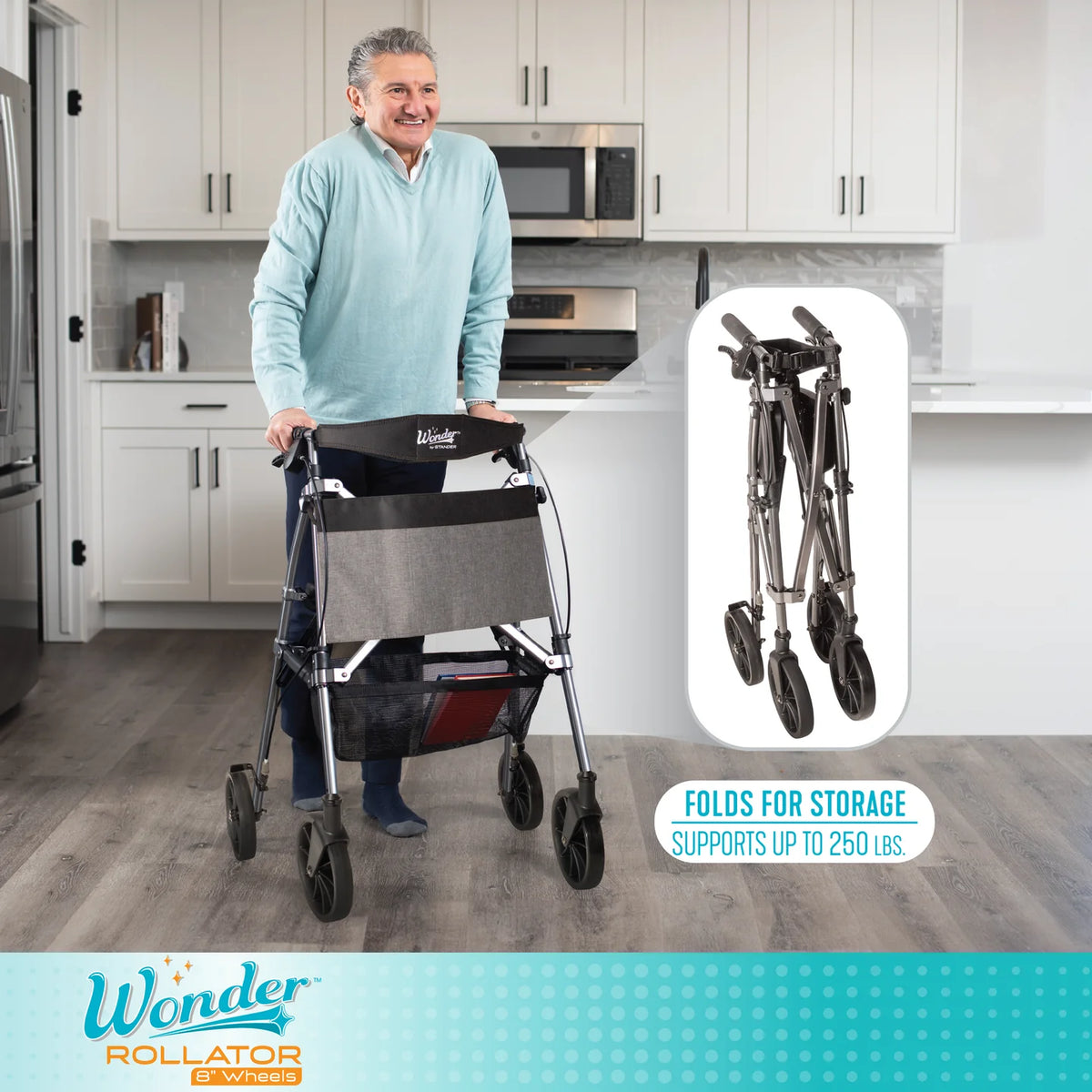 Wonder Rollator Plus with 8"  Wheels