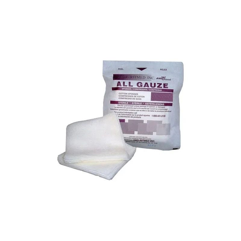 AMD Ritmed Gauze Cotton Sponge, 4" x 4", 12 - Ply Sterile