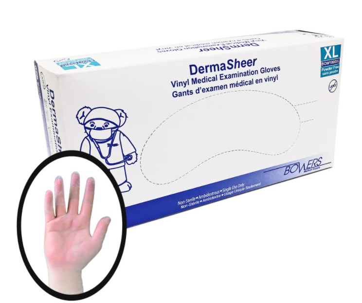 Bowers DermaSHEER Vinyl Exam Gloves