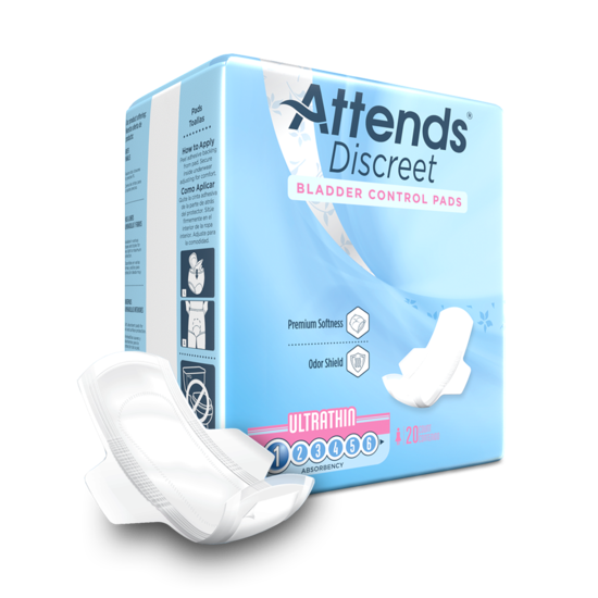 Attends Discreet Women's Ultra Thin Pads, Case of 480