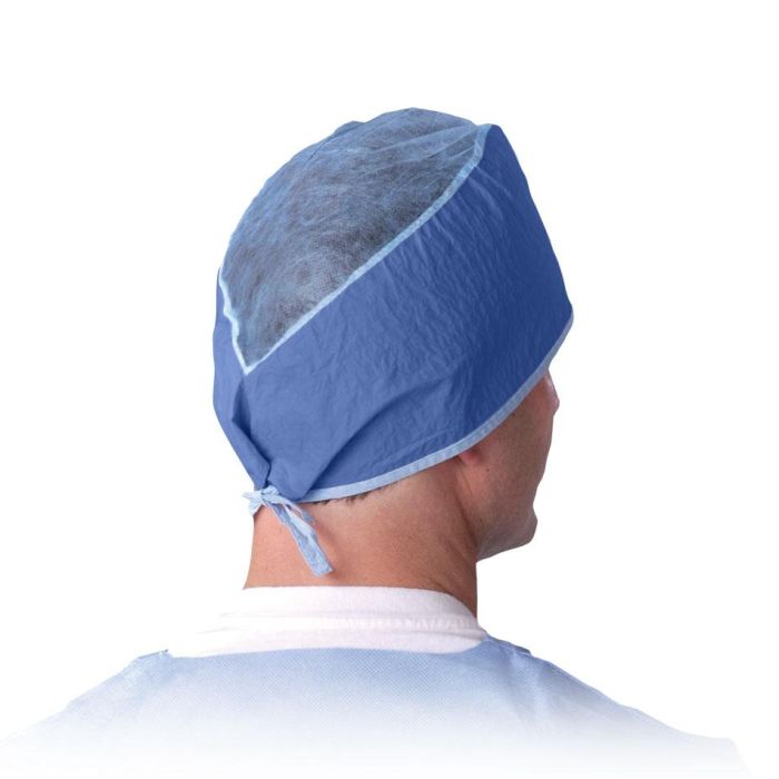 Tie-Back Surgeon Cap, SMS, Multilayer Material, Blue