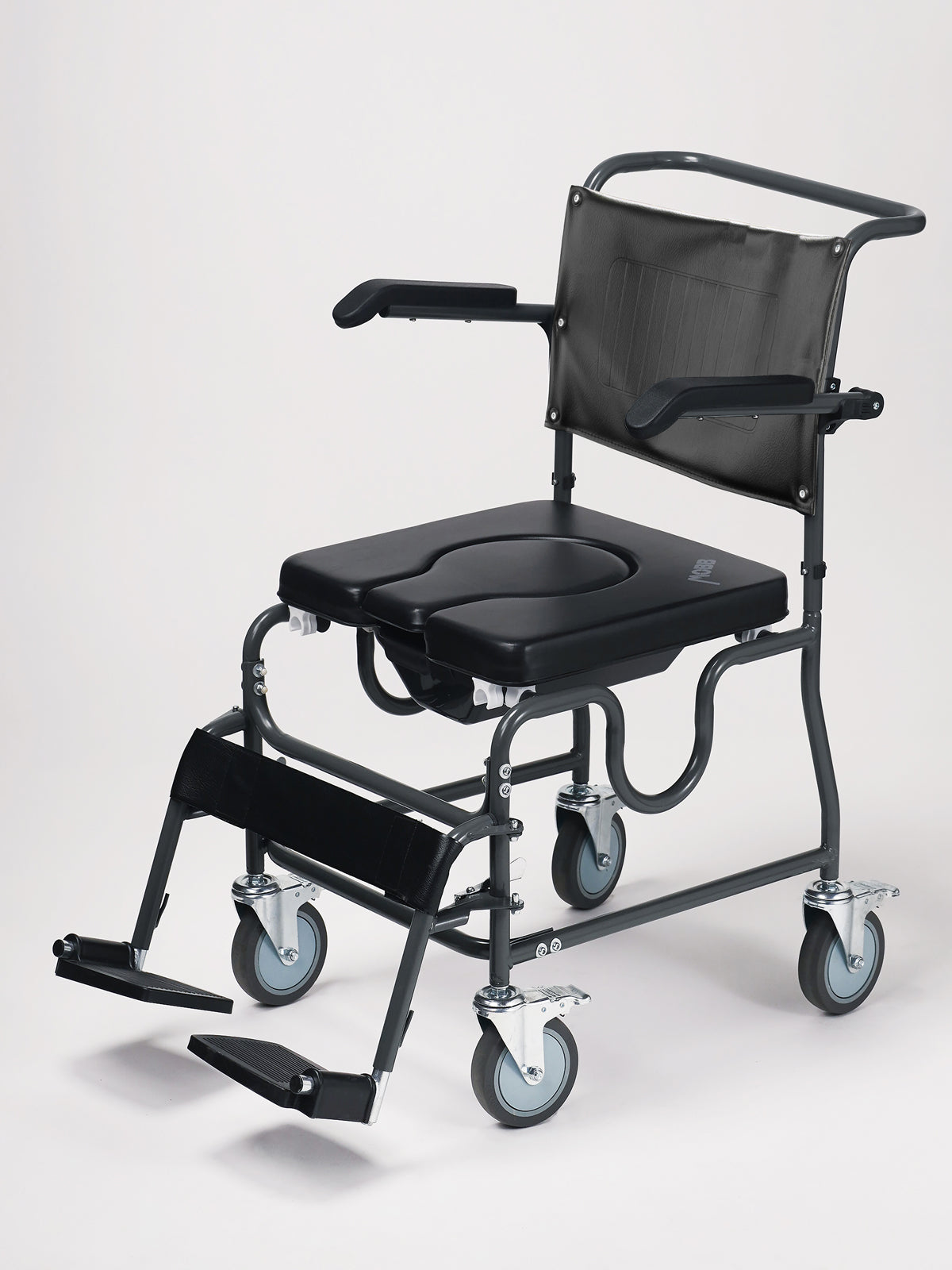 Mobb 4-Way Padded Steel Commode Chair with Wheels