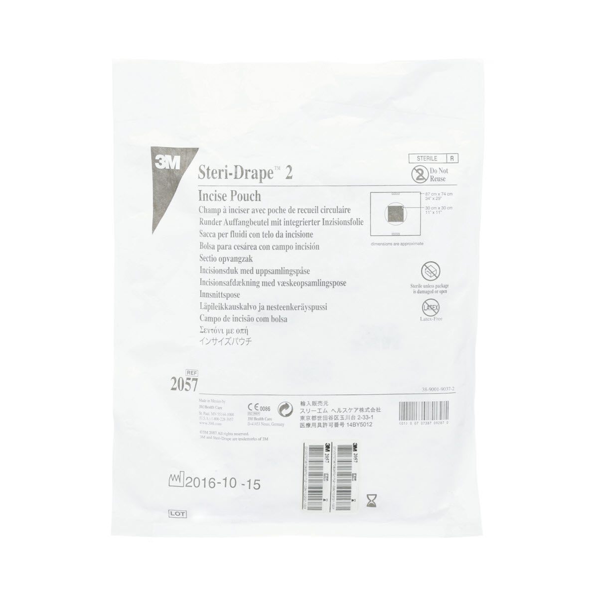 3M 2057 BX/10  DRAPE POUCH INCISE 35 X 30IN C SECTION