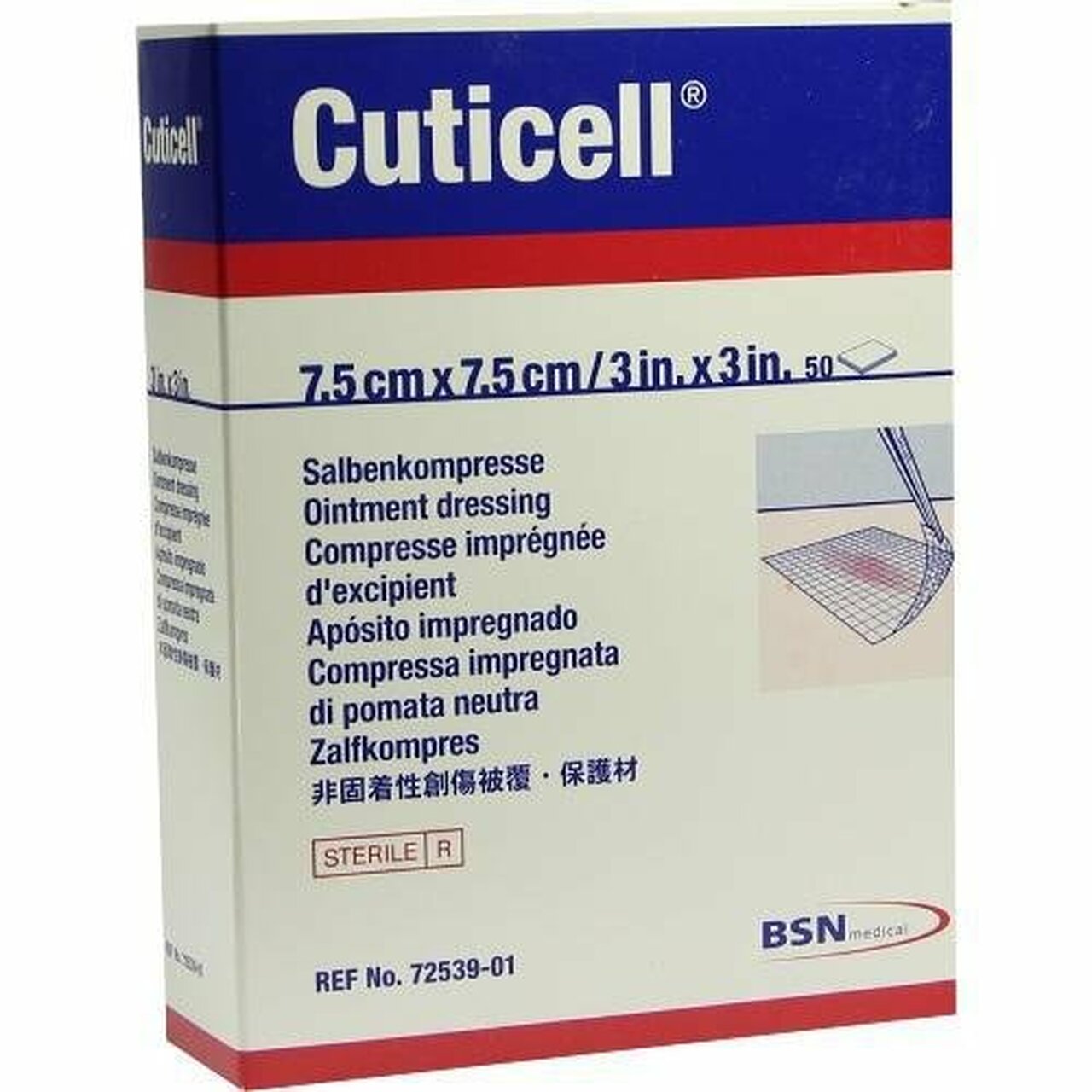 Cuticell Non-Adh Dressing Impregnated W/Non-Med Ointment 7.5cm X 20cm (Hospital Pack) - Box Of 50 - Home Health Store Inc