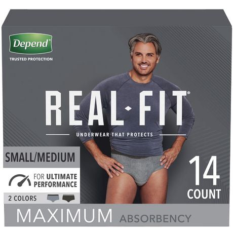DEPEND REAL FIT MAXIMUM GREY/BLACK UNDERWEAR MALE CONVENIENCE - Home Health Store Inc