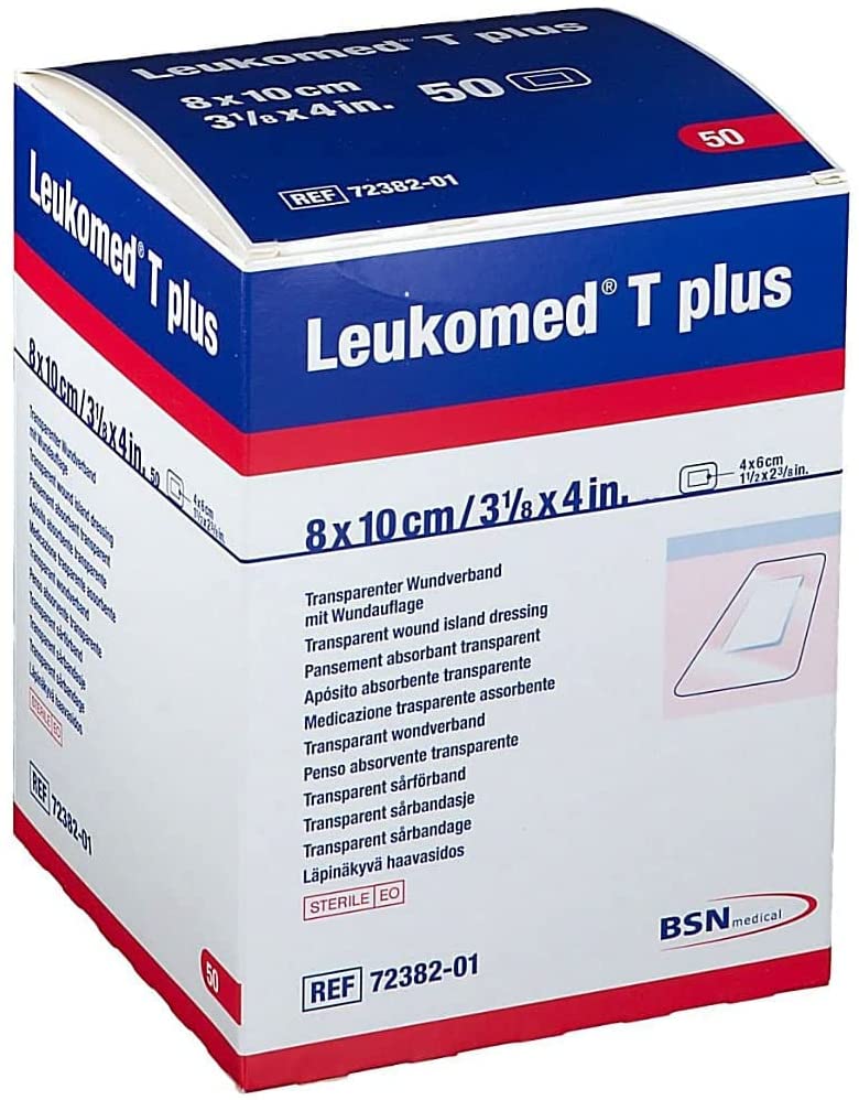 Leukomed T Plus Wtrprf Adh Transp Sterile Dressing W/Abs Pad 8cm X 10cm (Hospital Pack) - Box Of 50 - Home Health Store Inc
