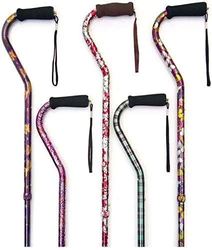 Offset Handle Cane W/Wrist Strap.Height 31-40in. Up To 250lbs.Color:Butterfly(Non Returnable) - Ea/1
