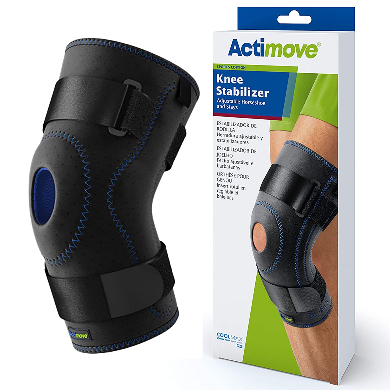 Actimove Knee Stabilizer W/ Adjustable Horseshoe & Stays Small, Black - Ea/1