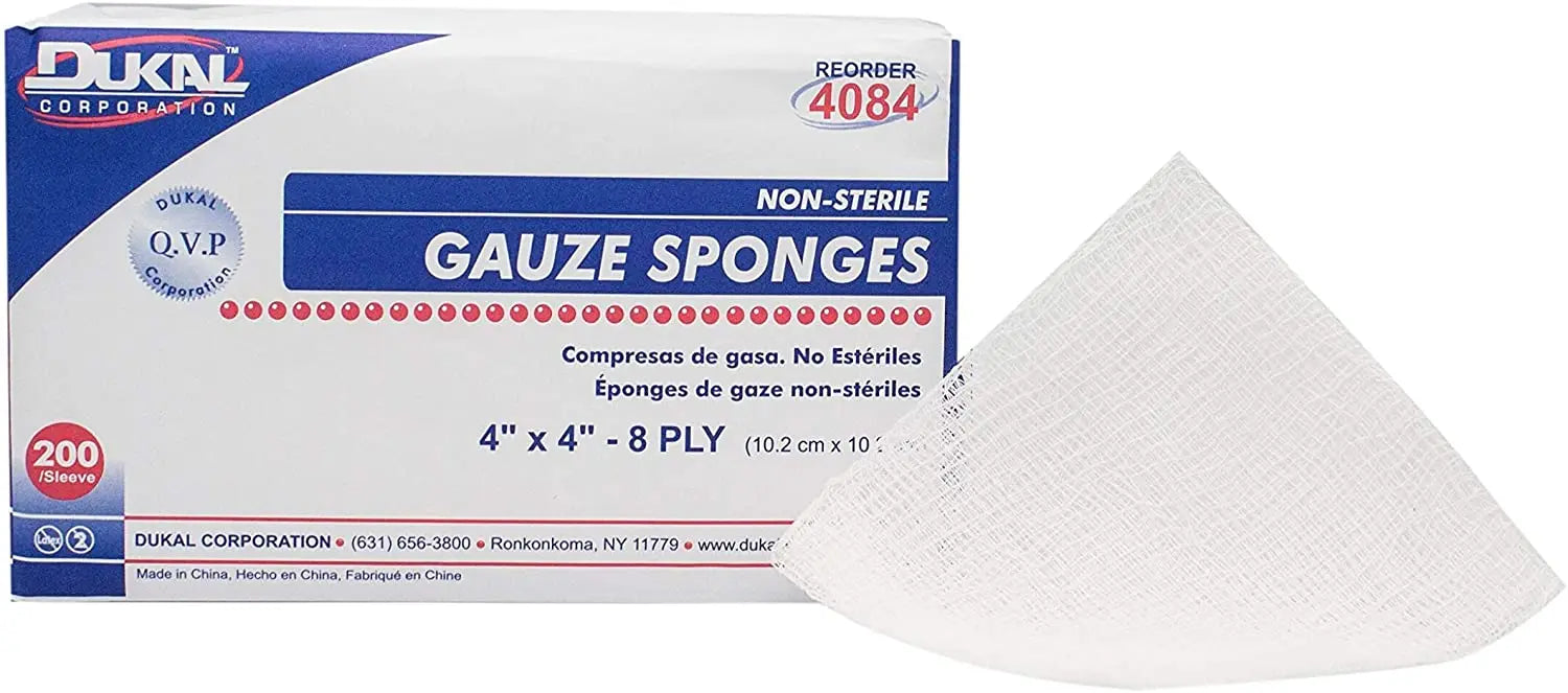 Bg/200 Gauze Sponge Standard Woven 4"X4" 12-Ply Non-Sterile 100% Cotton - Home Health Store Inc