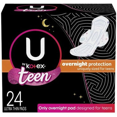 U by KOTEX® Ultra Thin Overnight with Wings Teen® Pad