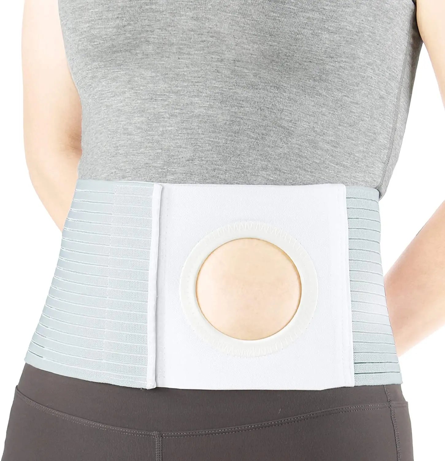 Flat Panel, Blue Ring, Regular Elastic, Beige, Right Stoma Location, Large, 8" Width Choice, 2" Single Layer Auxiliary Belt, Prolapse Support, 3" Opening Placed 2.5" From Top With Xs2 (Non-Refundable) - Ea/1
