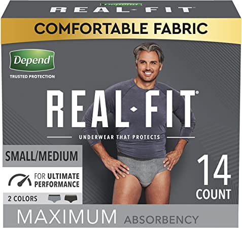 DEPEND REAL FIT MAXIMUM GREY/BLACK UNDERWEAR MALE CONVENIENCE - Home Health Store Inc