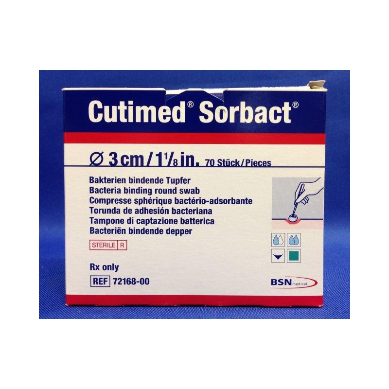 BSN 7216800 BX/14 CUTIMED SORBACT ANTIMICROBIAL ROUND SWAB W/BACTERIA BINDING ACTION 3.5CM