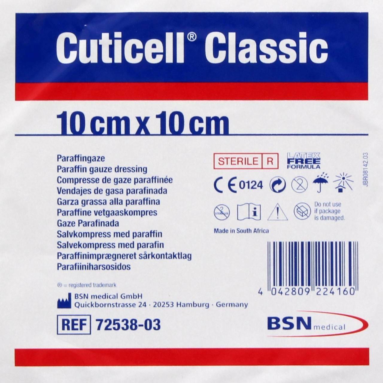 Cuticell Classic Non-Adh Dressing Impregnated W/Paraffin 1cm X 1cm (Hospital Pack) - Box Of 100 - Home Health Store Inc