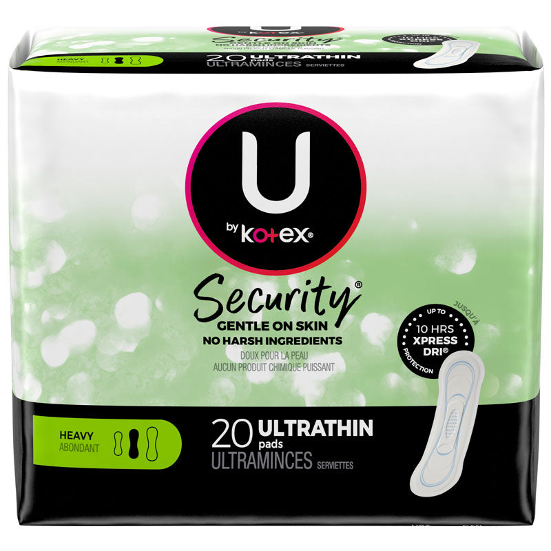 U by KOTEX® SECURITY* Ultra Thin Pads Heavy Flow NonWing