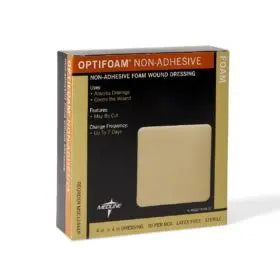 Optifoam-Non-Adhesive Foam Dressing. 4x4", Latex Free, - Box Of 10