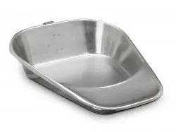 PW T0015R EA/1 ADULT STAINLESS STEEL BEDPAN. 13 3/4IN LONG X 11 1/2IN WIDE X 4IN HIGH.