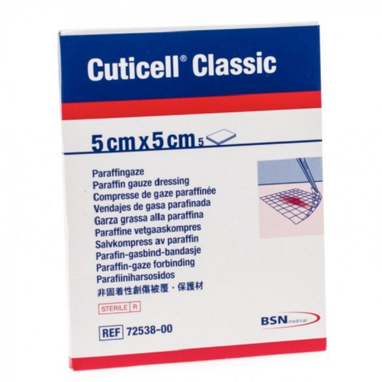 Cuticell Classic Non-Adh Dressing Impregnated W/Paraffin 5cm X 5cm (Retail Pack) - Box Of 5 - Home Health Store Inc