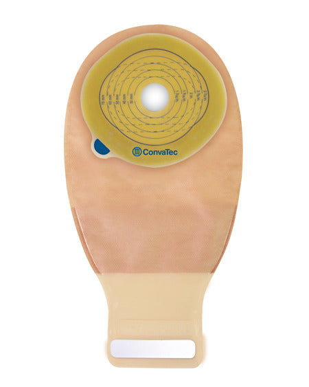 Esteem®+ One-Piece Stomahesive® Skin Barrier, Cut-To-Fit Stoma Opening Up To 4" (100mm), Drainable Pouch, Transparent 14" (35.5cm), Invisiclose® - Box Of 10