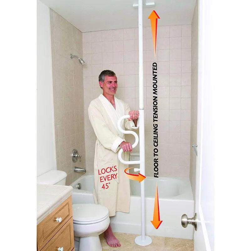STD 1100W EA/1 STANDERS SECURITY POLE AND CURVED GRAB BAR 7-10FT WHITE (NON-RETURNABLE)