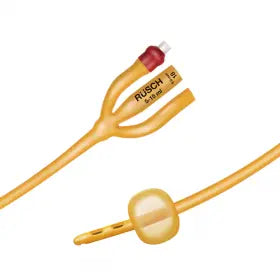 Gold Silicone Coated 3-Way Foley Catheter, 16fr 3cc - Box Of 10