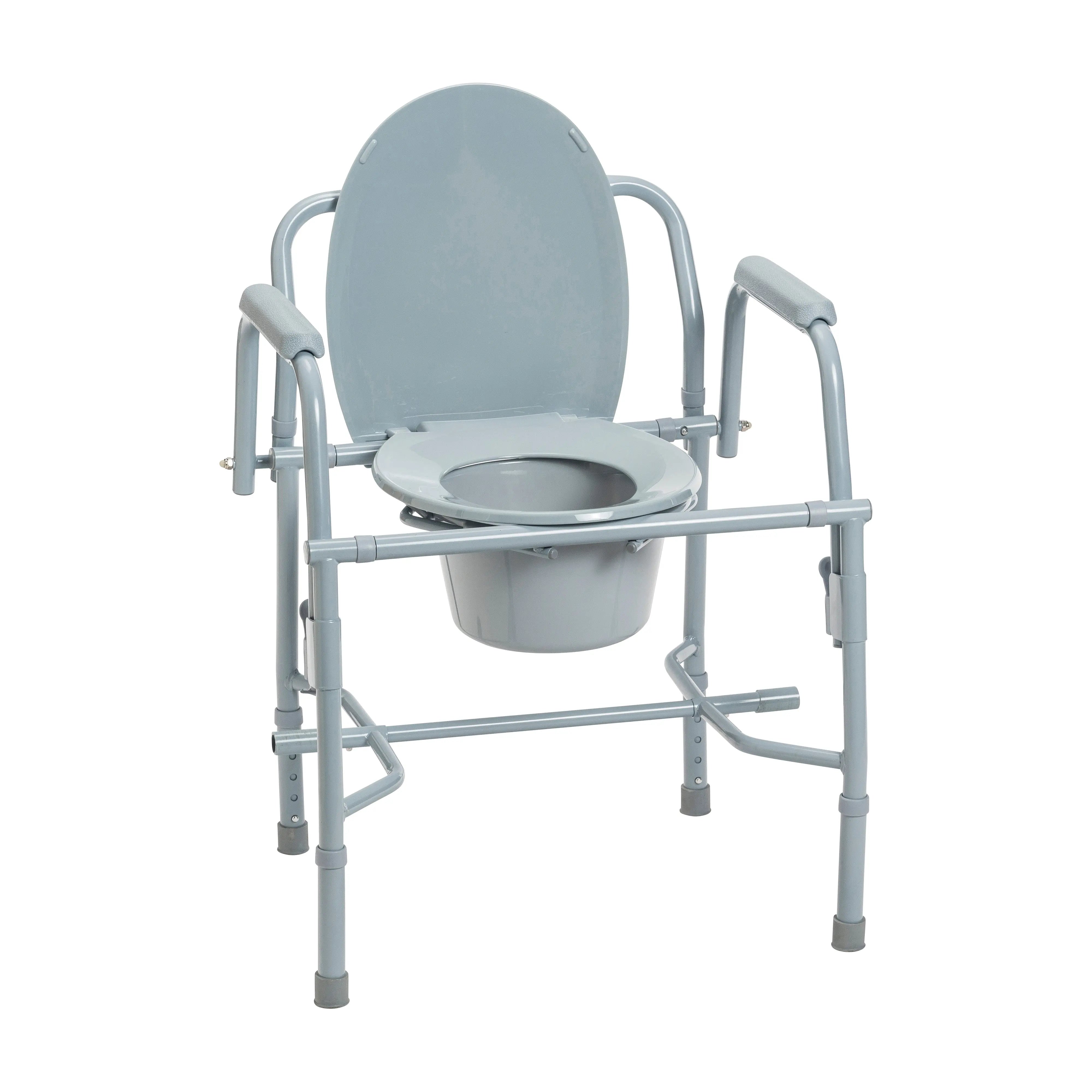 Steel Drop Arm Bedside Commode with Padded Arms