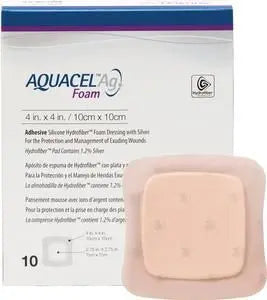 Aquacel Ag Foam Adhesive Dressing 8cm X 8cm - Box Of 10