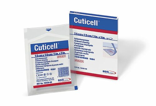 Cuticell Non-Adh Dressing Impregnated W/Non-Med Ointment 7.5cm X 2cm (Retail Pack) - Box Of 10 - Home Health Store Inc