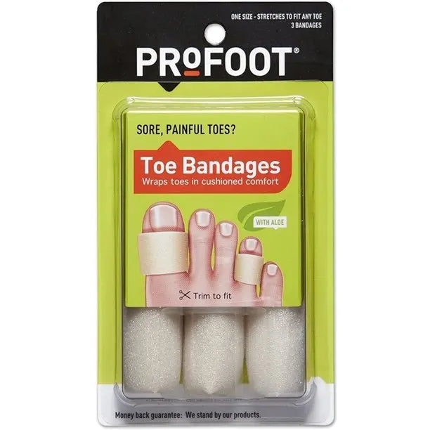 Pk/3 Profoot Toe Bandage Pad 4" Slip-On Extra-Soft Trim-To-Fit Unisex Medium