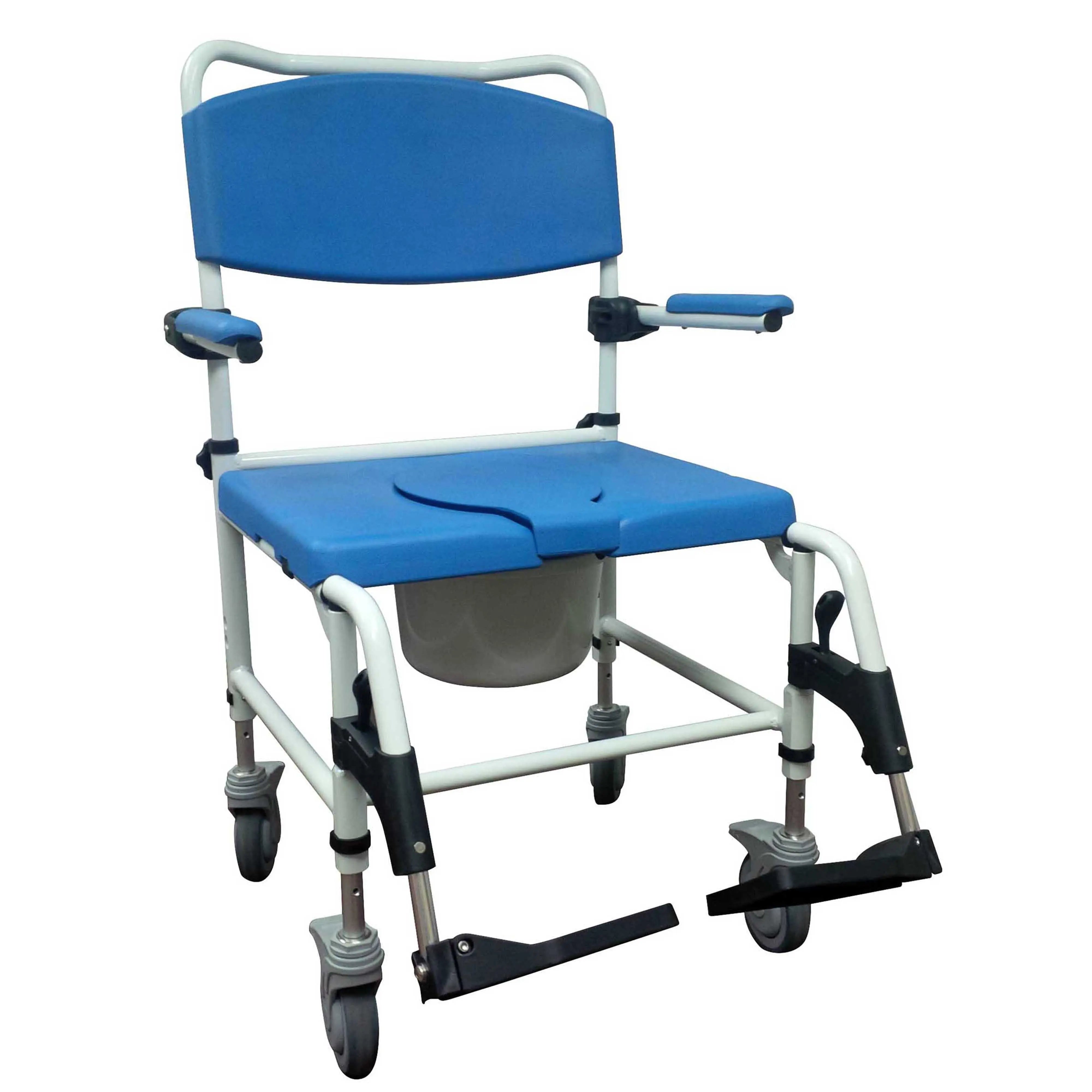 Bariatric Aluminum Rehab Shower Commode Chair with Two Rear-Locking Casters - Home Health Store Inc