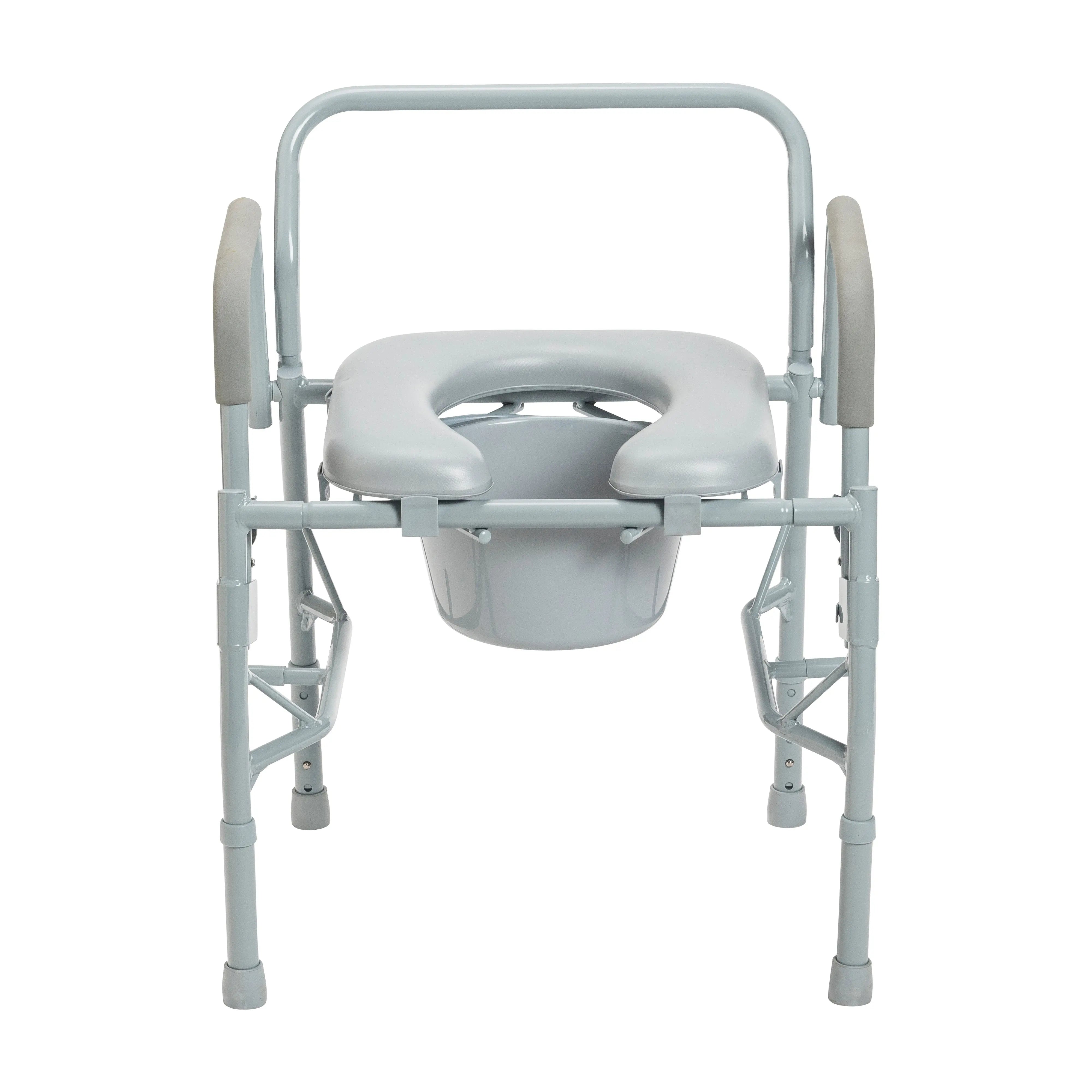 Steel Drop Arm Bedside Commode with Padded Seat & Arms