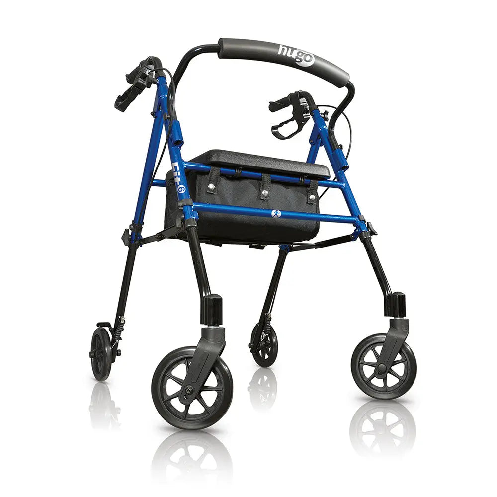 Fit Rollator Rolling Walker with Padded Seat, Backrest and Storage Bag, Pacific Blue - Home Health Store Inc