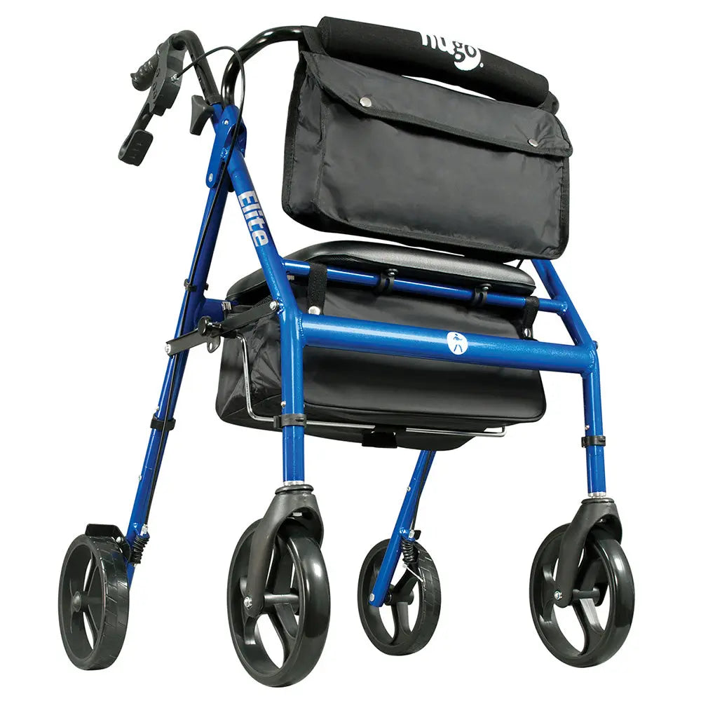 Elite Rollator Rolling Walker with Seat, Backrest and Saddle Bag - Home Health Store Inc