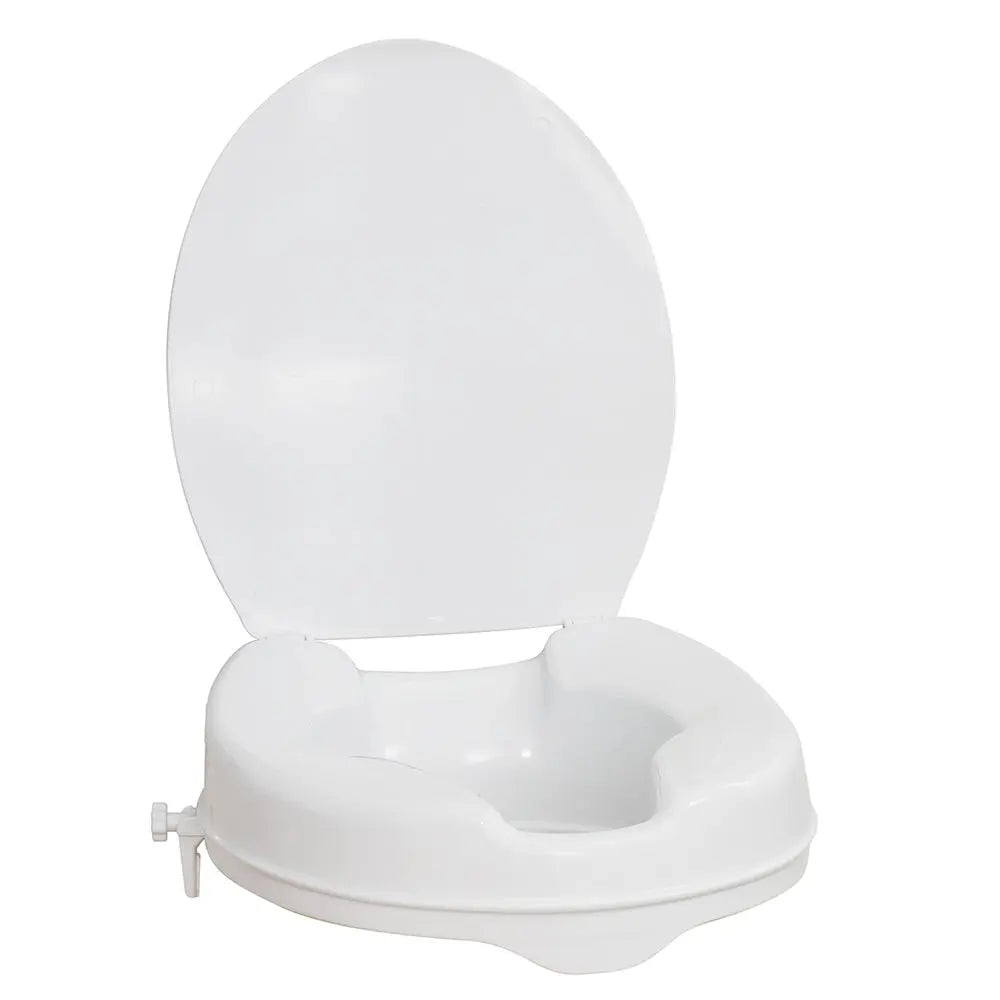 Raised Toilet Seat with Lid, White