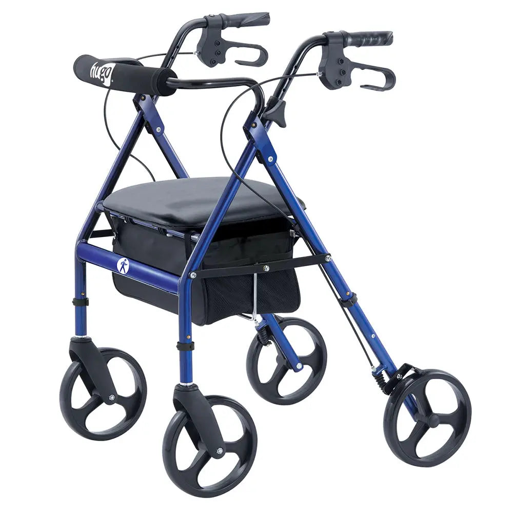 Portable Rollator Rolling Walker with Seat, Backrest and 8" Wheels, Blue - Home Health Store Inc
