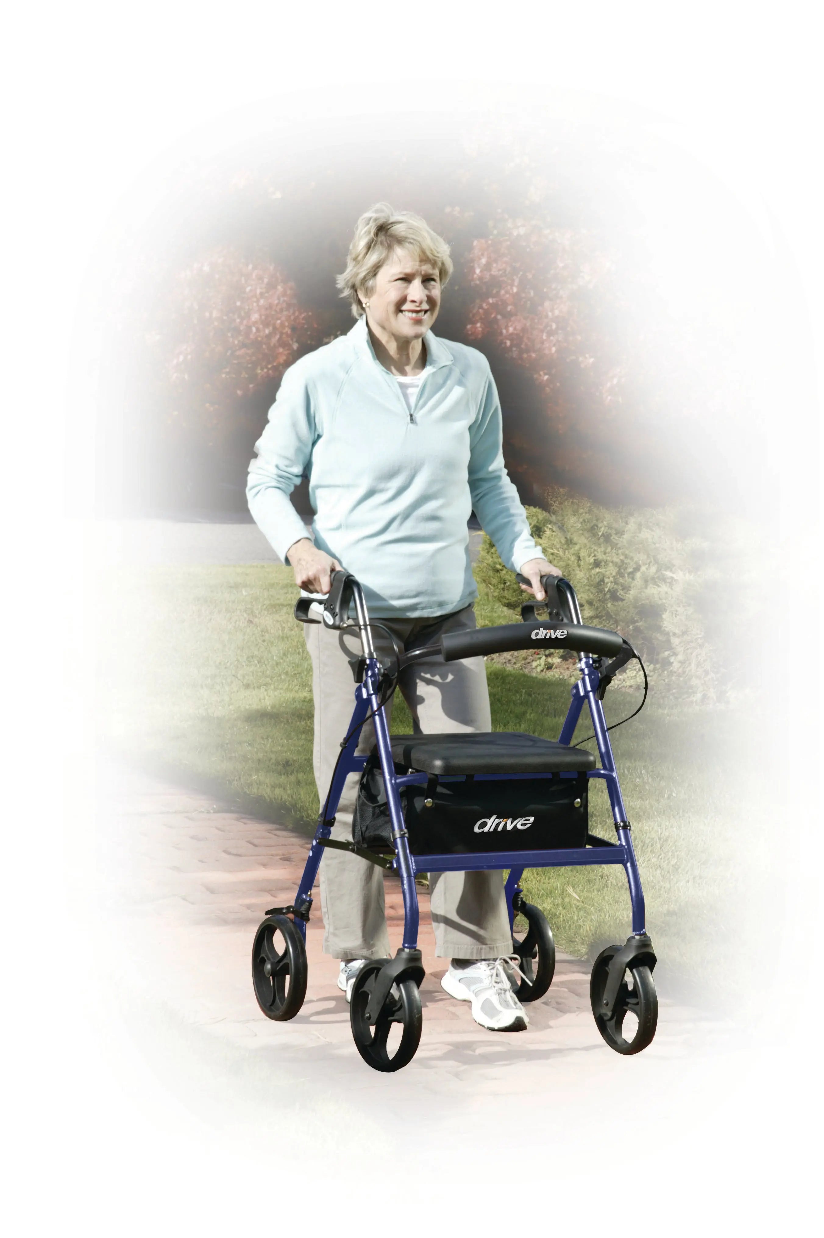 Rollator Rolling Walker with 6" Wheels, Fold Up Removable Back Support and Padded Seat
