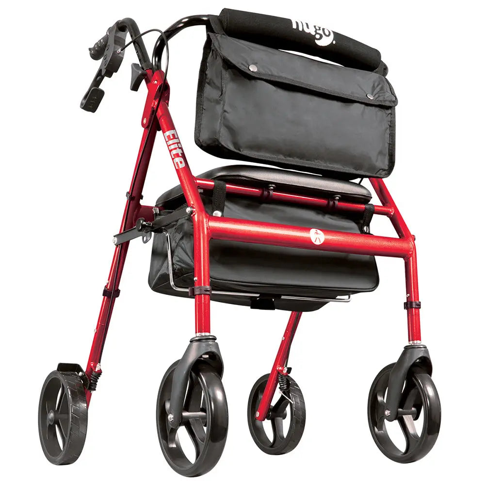 Elite Rollator Rolling Walker with Seat, Backrest and Saddle Bag - Home Health Store Inc